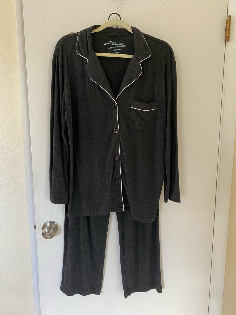 Fishers Finery Pajama Set Dark Grey Bamboo Organic Cotton Size small